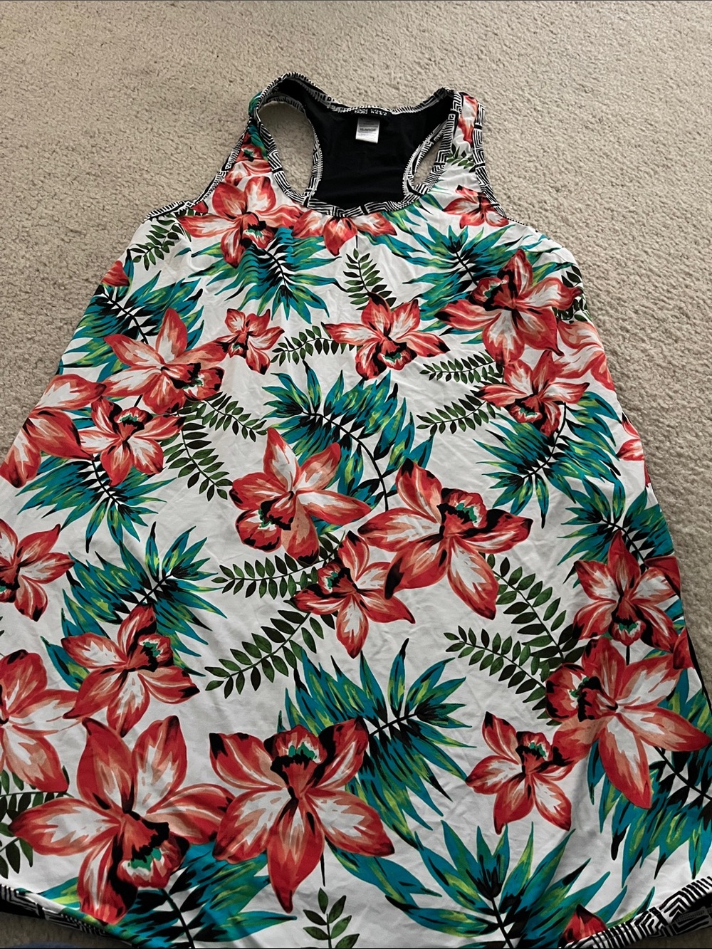 Coco Reef -Floral Racerback dress- cover up White black Red & Green Tropical!